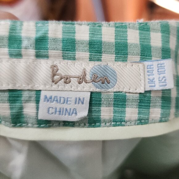 Boden Green White Gingham Lined Pencil Skirt Women's Size 10R - Picture 12 of 14